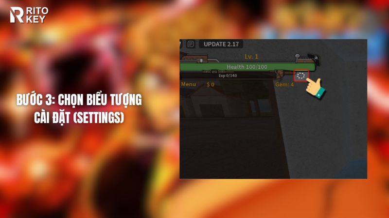 Chọn biểu tượng bánh răng cưa Cài đặt (Settings)