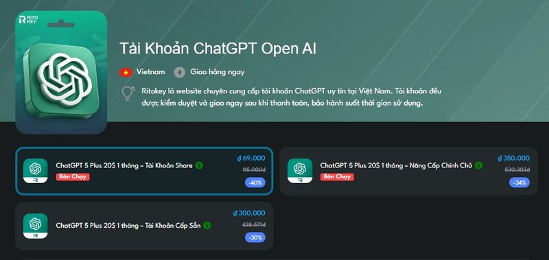 Mua tài khoản chatGPT tại Ritokey là giải pháp an toàn và tối ưu
