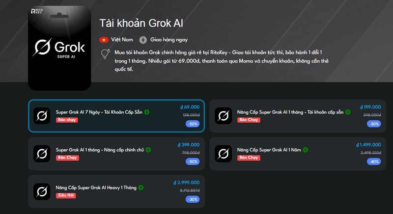 Tài khoản Grok AI tại Ritokey