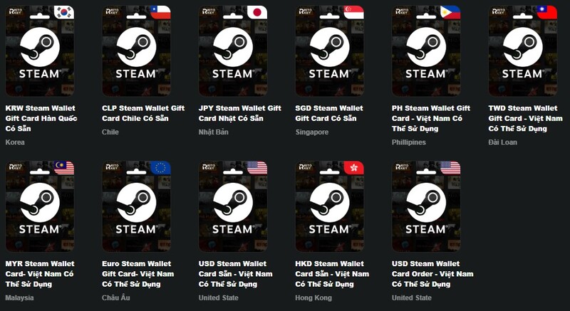 Các Loại Steam Wallet Gift Card Có Sẵn Tại Ritokey