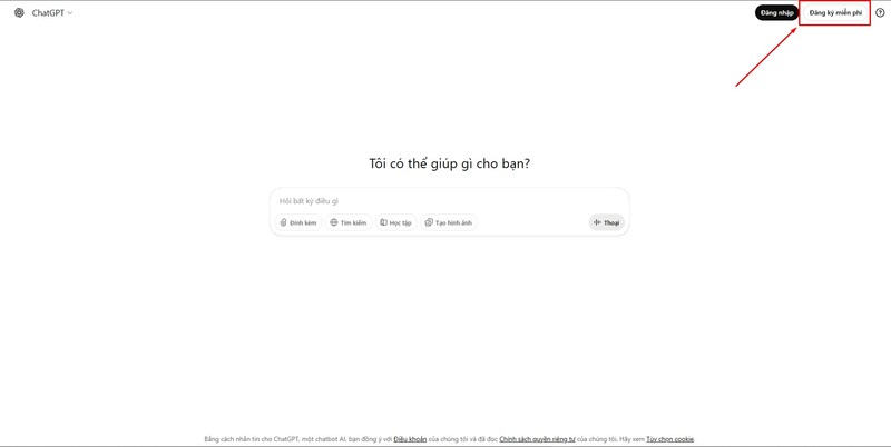 Truy cập trang đăng ký ChatGPT chính thức