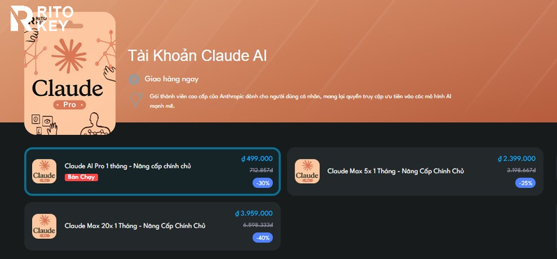 Chọn gói muốn Claude muốn mua